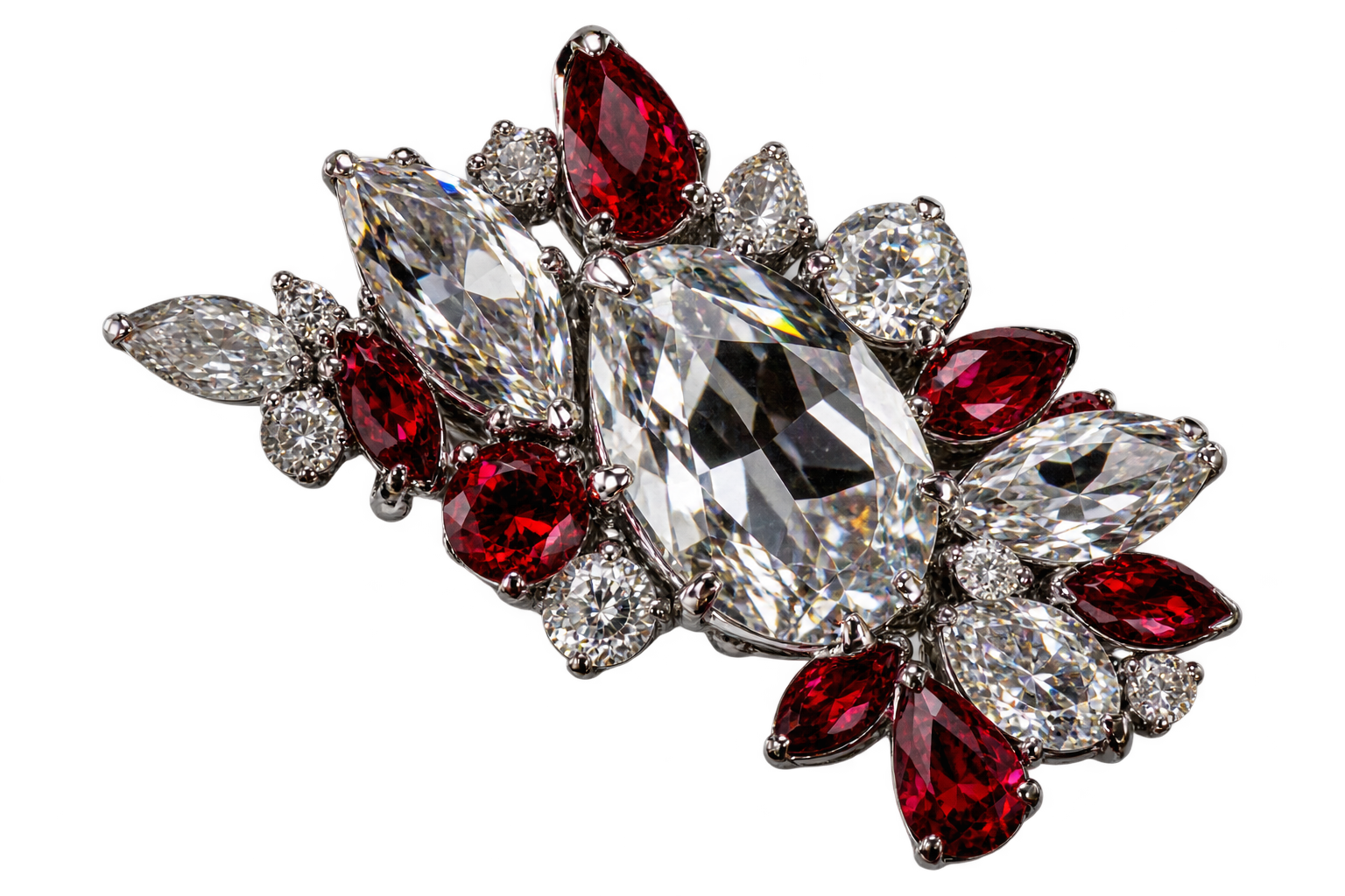 Clear and red rhinestone garment embellishments